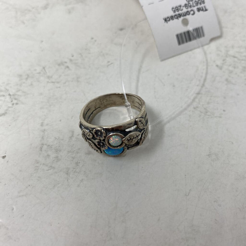925 WOMEN'S RING silver blue 8