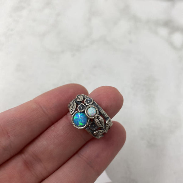 925 WOMEN'S RING silver blue 8