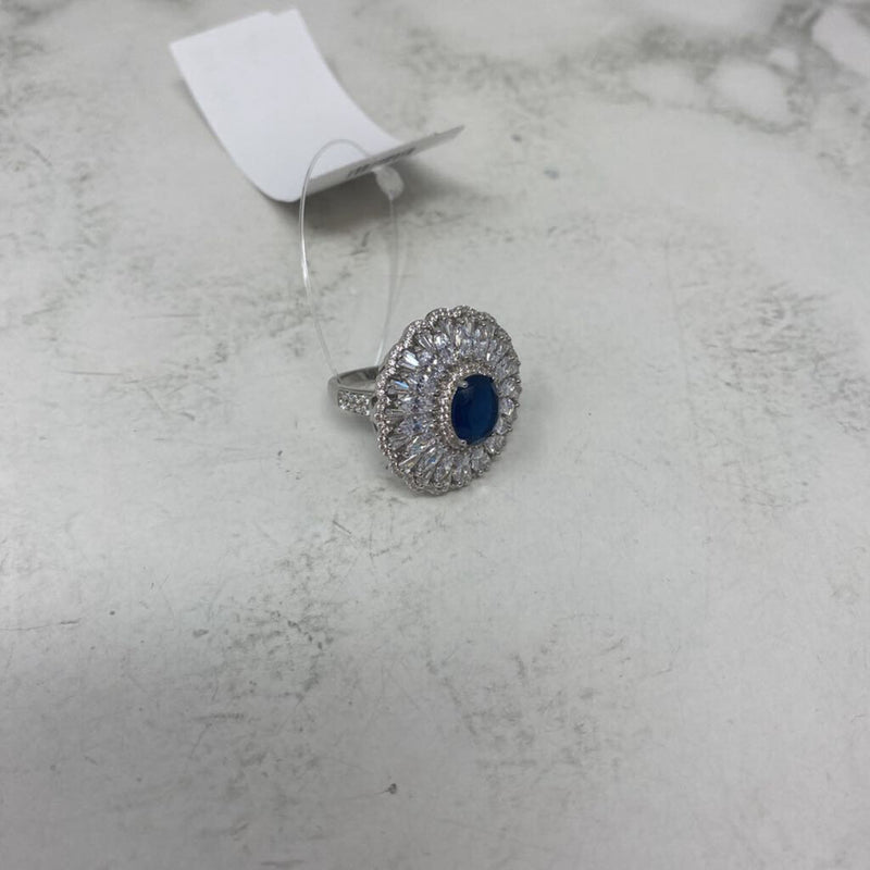 925 WOMEN'S RING clear blue 9