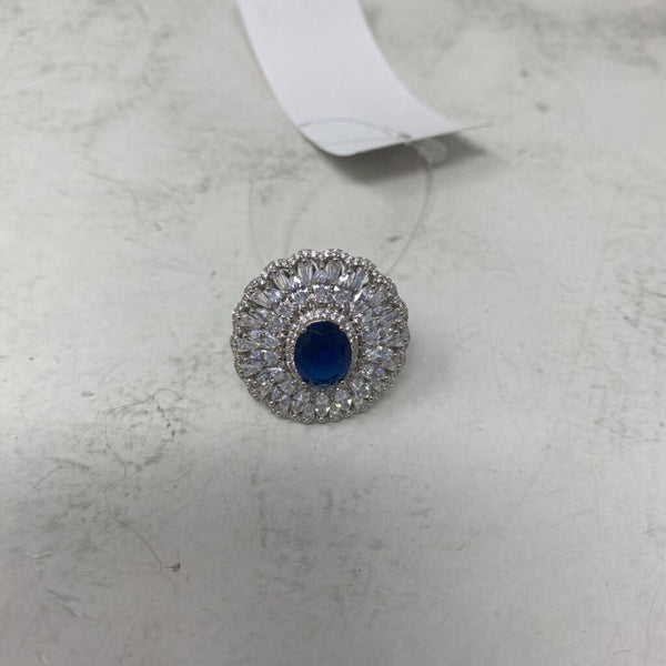 925 WOMEN'S RING clear blue 9