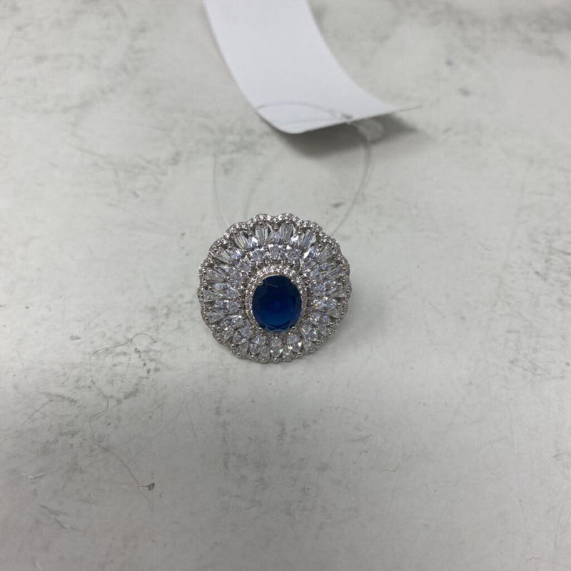 925 WOMEN'S RING clear blue 9