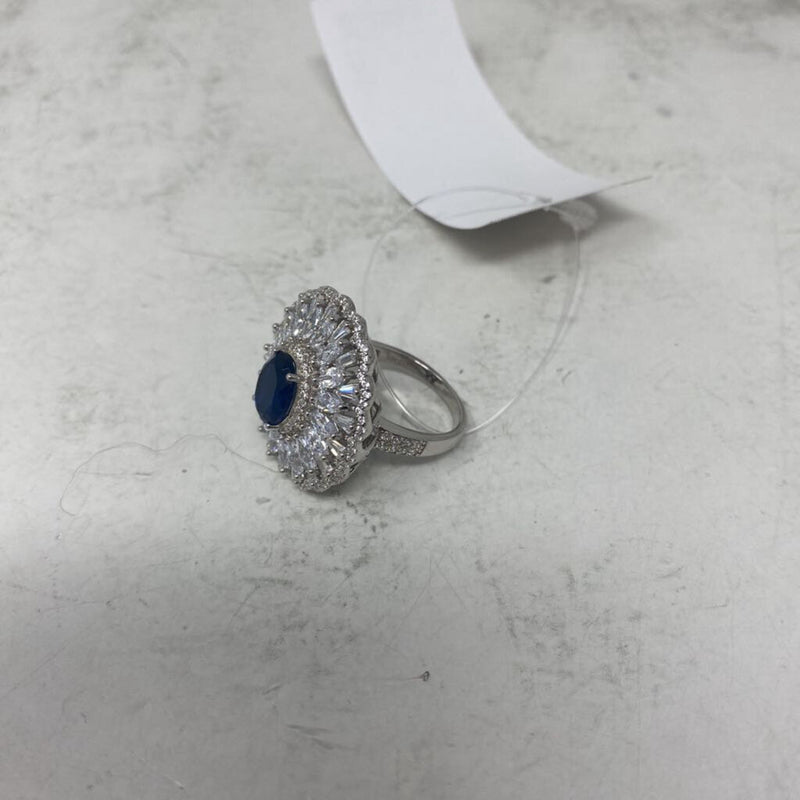 925 WOMEN'S RING clear blue 9