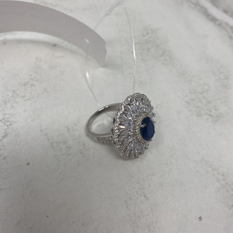 925 WOMEN'S RING clear blue 9