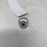 925 WOMEN'S RING clear blue 7