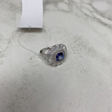 925 WOMEN'S RING silver blue 8