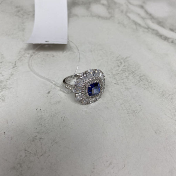 925 WOMEN'S RING silver blue 8
