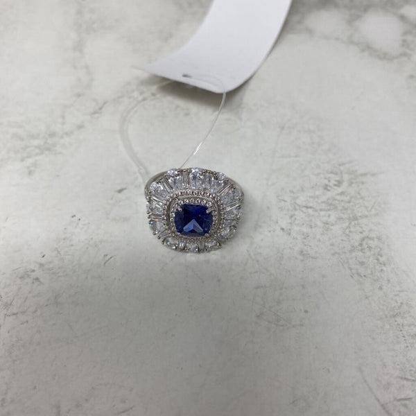 925 WOMEN'S RING silver blue 8