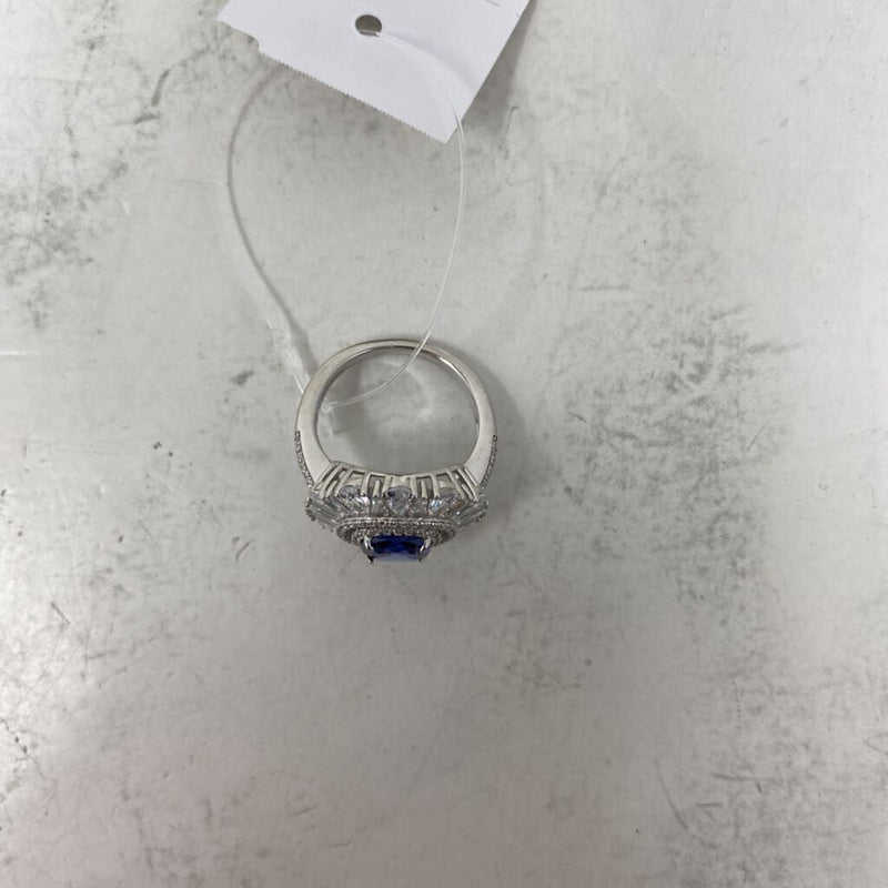 925 WOMEN'S RING silver blue 8