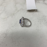 925 WOMEN'S RING silver blue 8