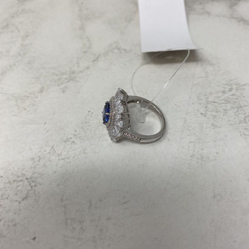 925 WOMEN'S RING silver blue 8