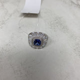 925 WOMEN'S RING silver blue 8