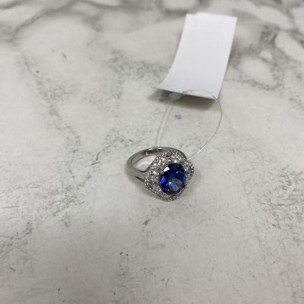 925 WOMEN'S RING clear blue 9