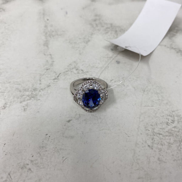 925 WOMEN'S RING clear blue 9