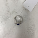 925 WOMEN'S RING clear blue 9