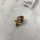 925 WOMEN'S RING silver orange amber 6.5