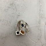 925 WOMEN'S RING silver orange amber 6.5