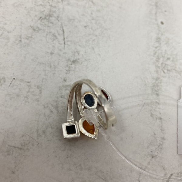 925 WOMEN'S RING silver orange amber 6.5