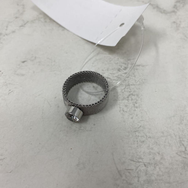 WOMEN'S RING silver clear 8.5