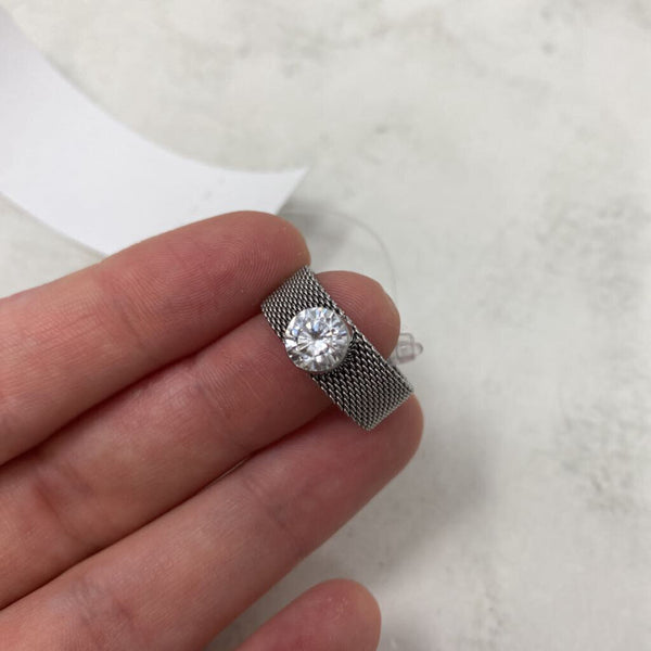 WOMEN'S RING silver clear 8.5