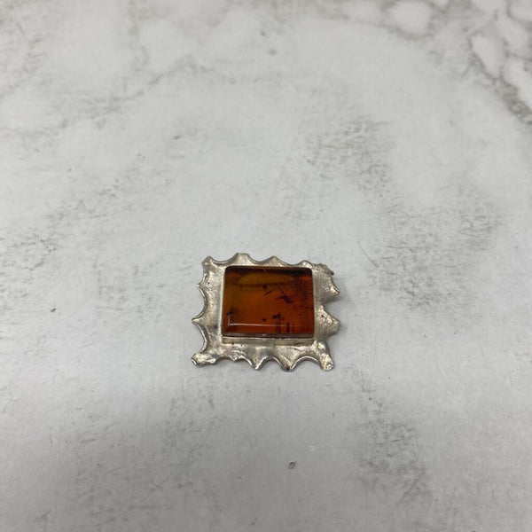 WOMEN'S BROOCH silver amber