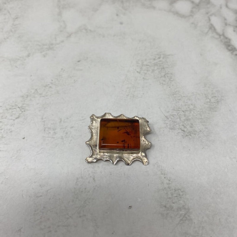 WOMEN'S BROOCH silver amber