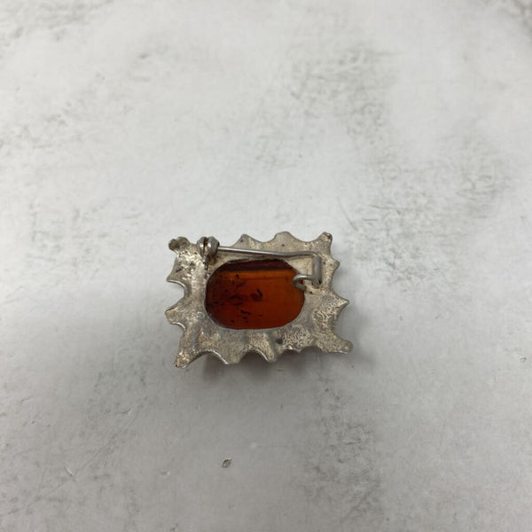 WOMEN'S BROOCH silver amber