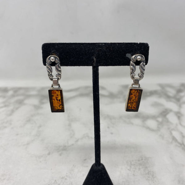 WOMEN'S EARRINGS silver amber