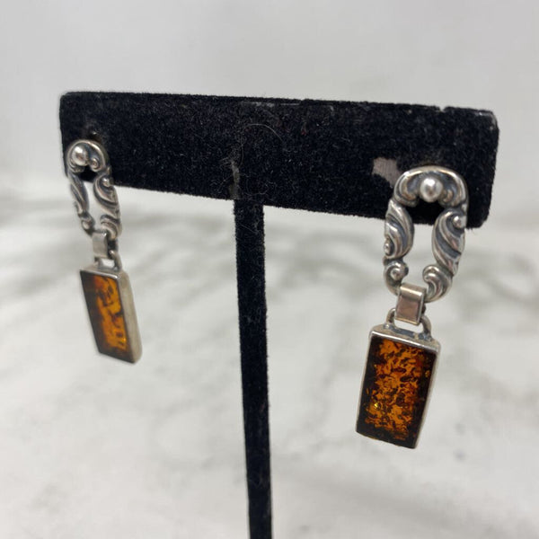 WOMEN'S EARRINGS silver amber