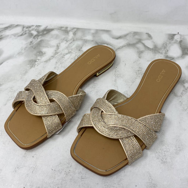 ALDO WOMEN'S SANDALS beige silver 8