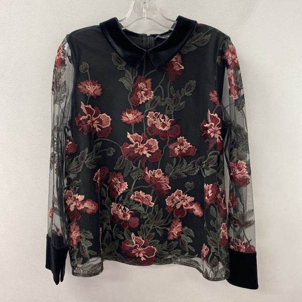 IVANKA TRUMP WOMEN'S BLOUSE/SHIRT black floral M