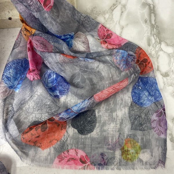 WOMEN'S SCARF/SHAWL grey pink multi