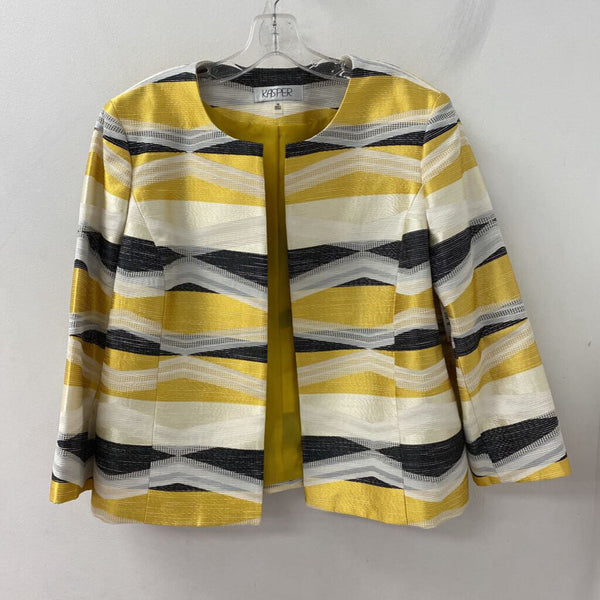 KASPER WOMEN'S PLUS TOP yellow navy white 18