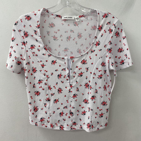 rebel sugar WOMEN'S T-SHIRT white pink mix M/L