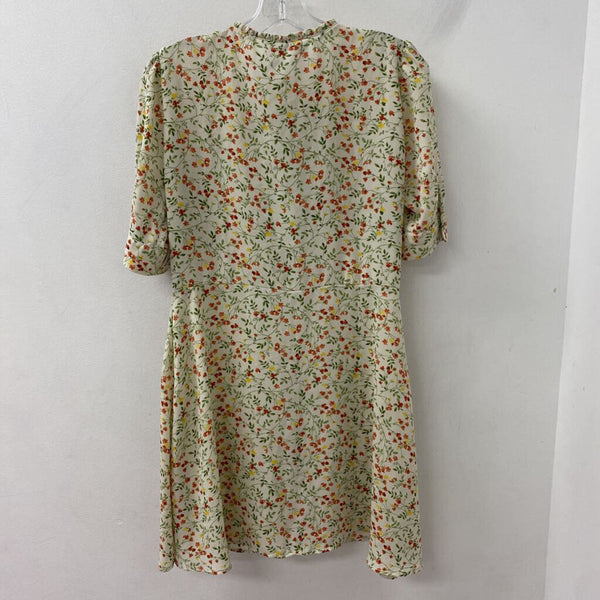 ZARA WOMEN'S DRESS cream green red mix M