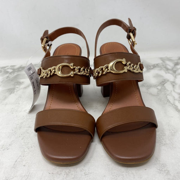 COACH WOMEN'S HEELS tan gold 5.5
