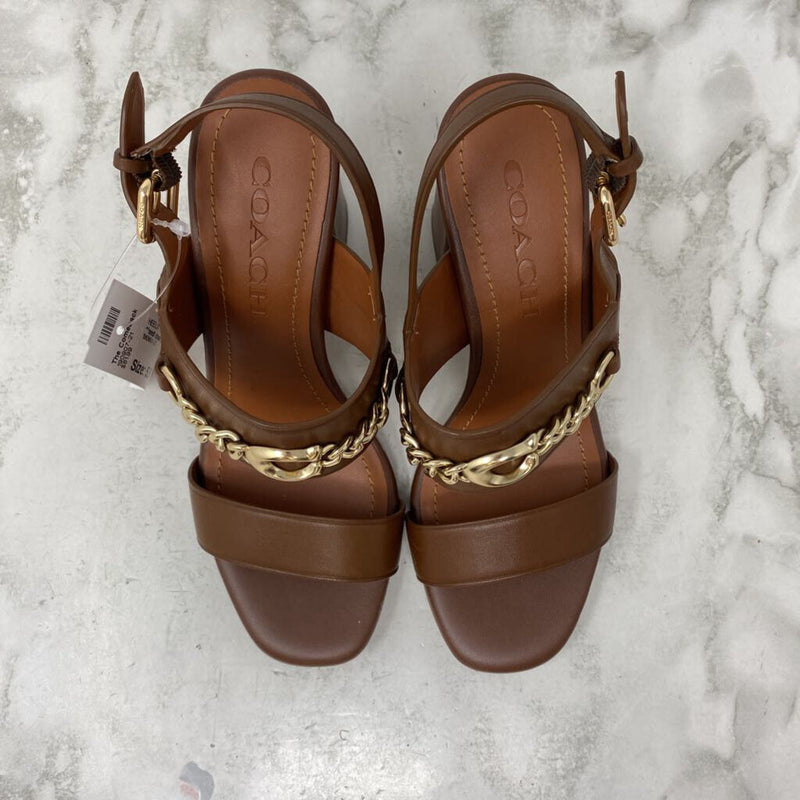 COACH WOMEN'S HEELS tan gold 5.5
