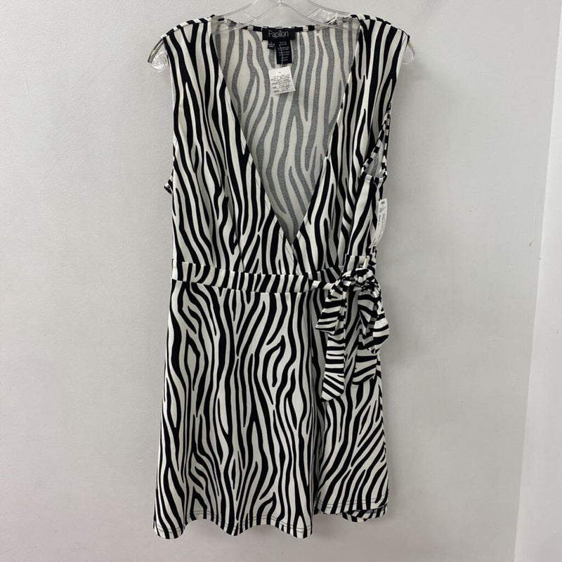PAPILLON WOMEN'S DRESS white black animal print L
