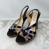 CELINE WOMEN'S HEELS blue brown stripe 39