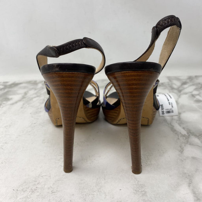 CELINE WOMEN'S HEELS blue brown stripe 39