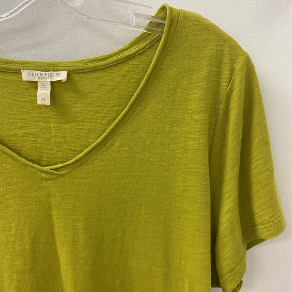 EILEEN FISHER WOMEN'S PLUS TOP lime 2X