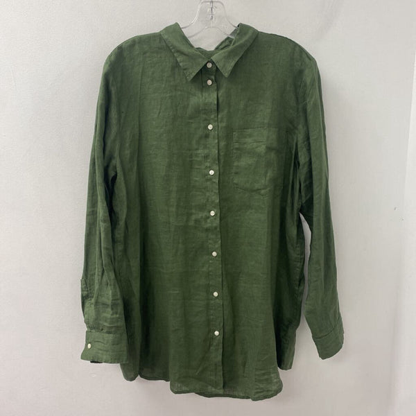 GAP WOMEN'S BLOUSE/SHIRT green L tall