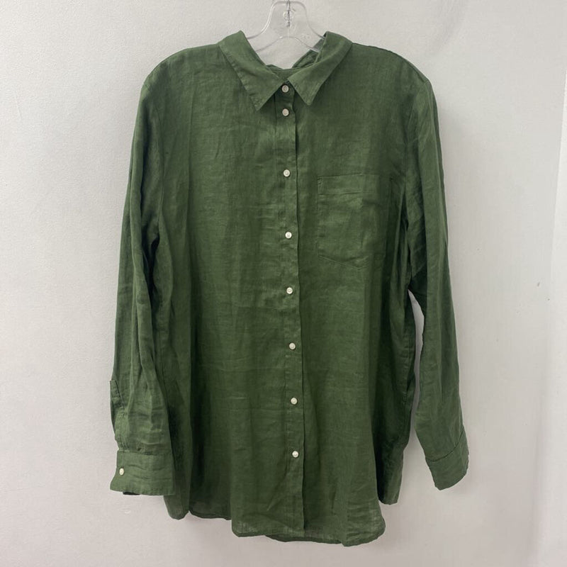 GAP WOMEN'S BLOUSE/SHIRT green L tall