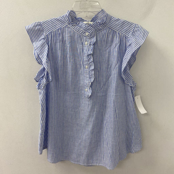 H&M WOMEN'S BLOUSE/SHIRT blue white stripe L