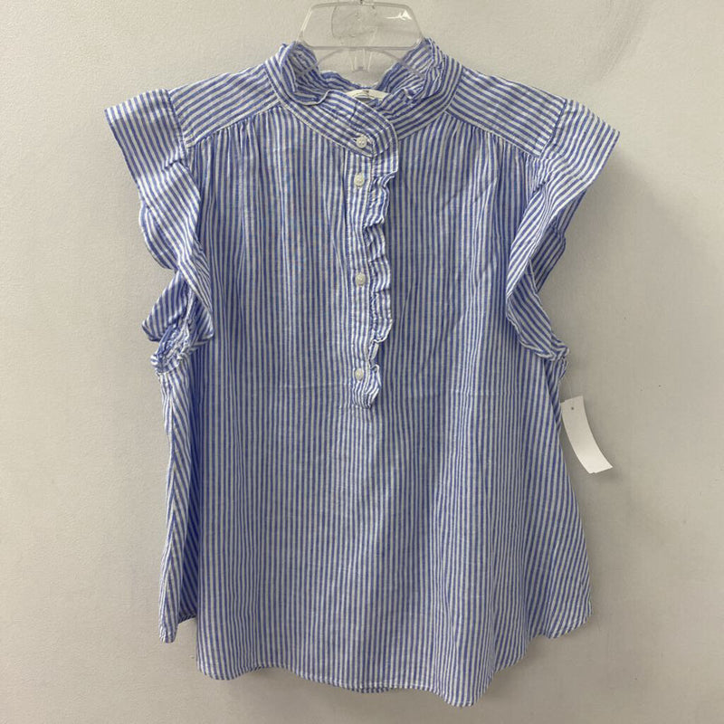 H&M WOMEN'S BLOUSE/SHIRT blue white stripe L