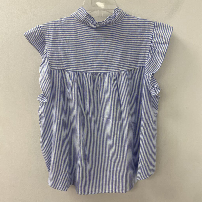 H&M WOMEN'S BLOUSE/SHIRT blue white stripe L