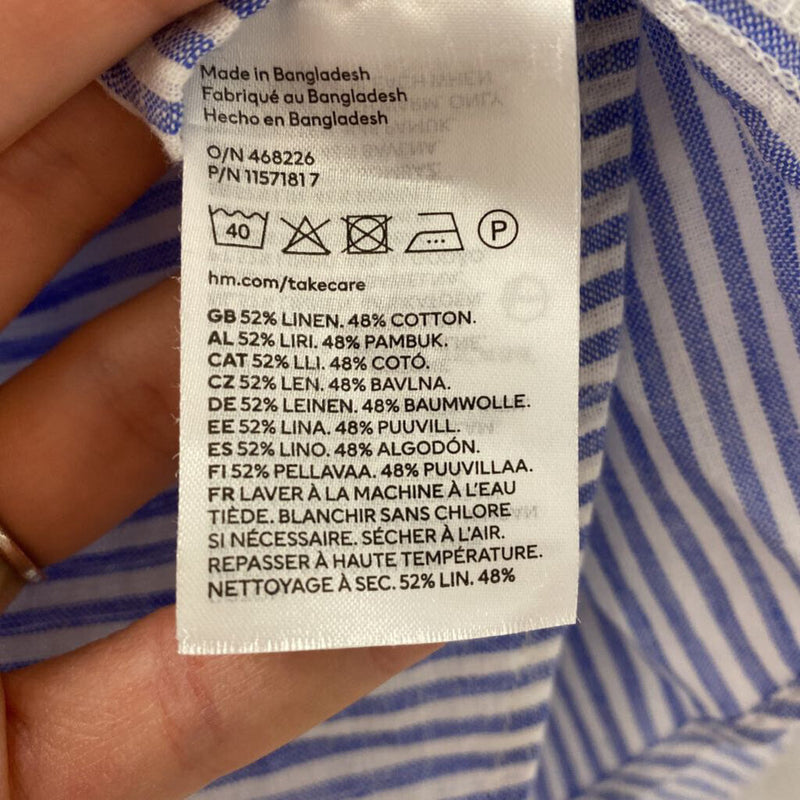 H&M WOMEN'S BLOUSE/SHIRT blue white stripe L