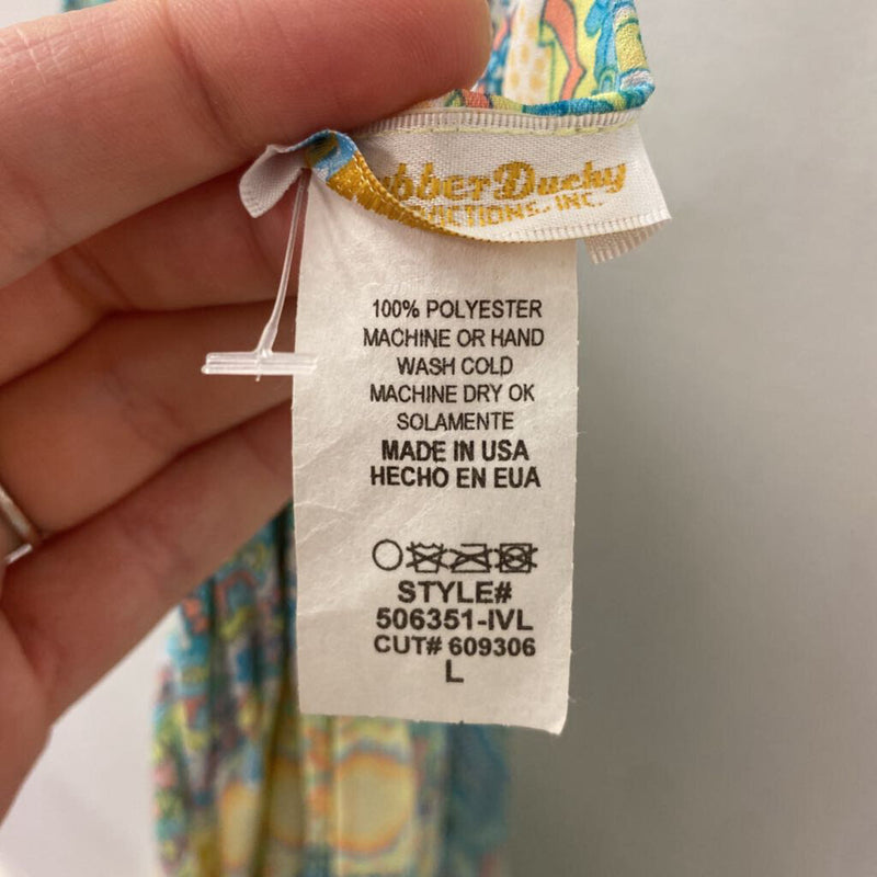 rubber ducky WOMEN'S DRESS beige blue yellow L