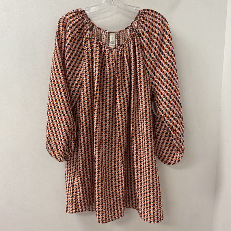 H&M WOMEN'S DRESS white black orange pink geo M