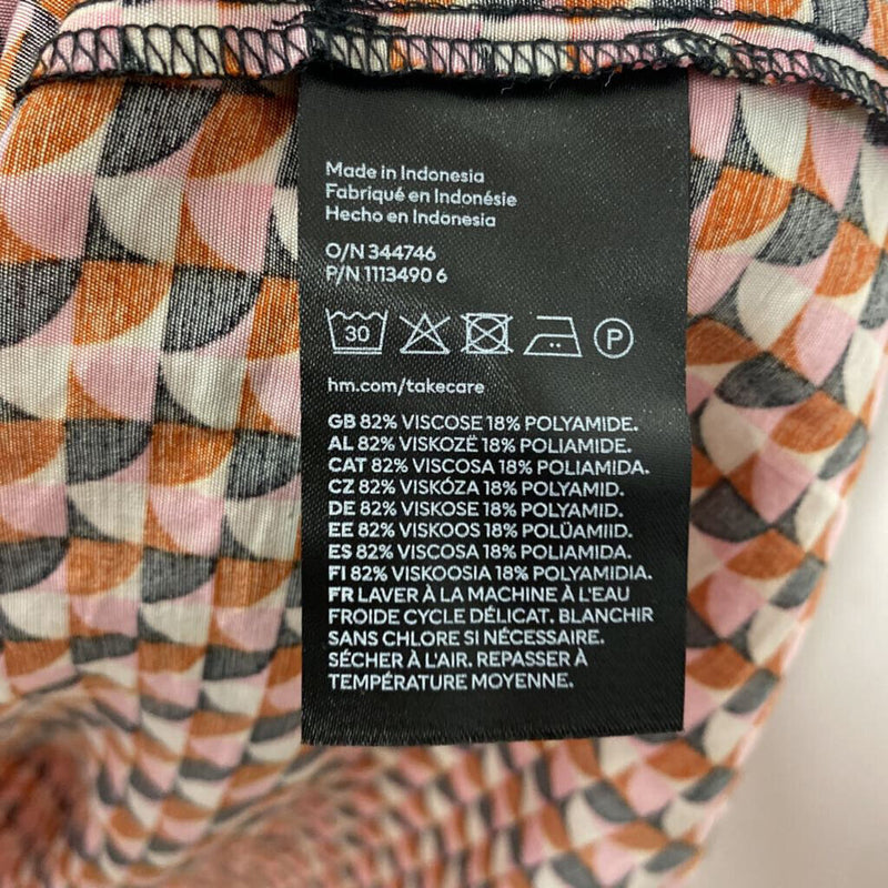 H&M WOMEN'S DRESS white black orange pink geo M