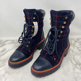 TORY BURCH WOMEN'S BOOTS navy red mix 8.5